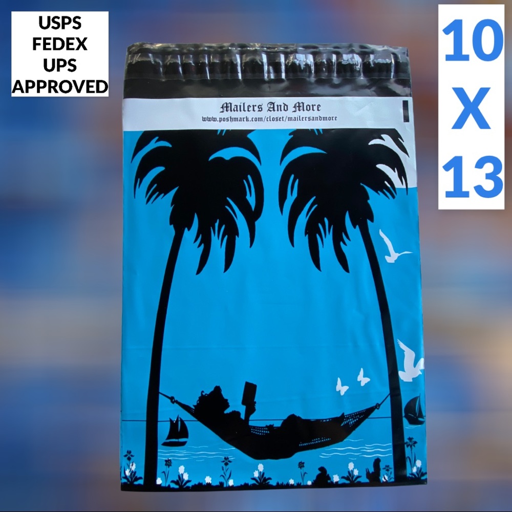 25 10X13 Poly Mailers Girl Hammock Palm Trees, Shipping Envelopes PRICE IS FIRM - Picture 11 of 11